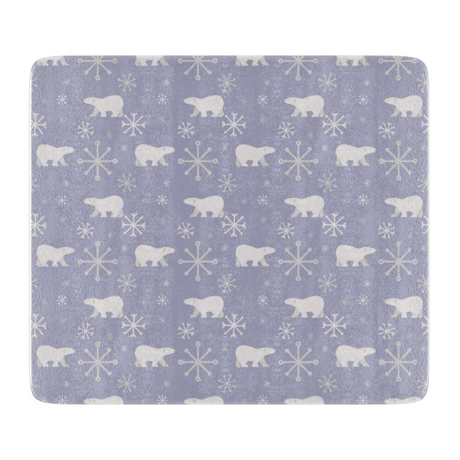 Planche À Découper Motif de Noël avec ours polaires et flocons de nei (Devant)