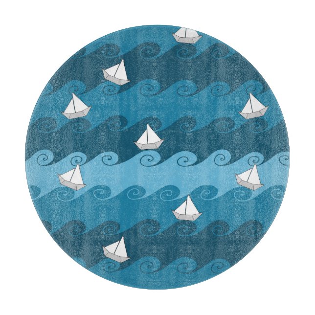 Planche À Découper Motif de papier de bateaux (Devant)