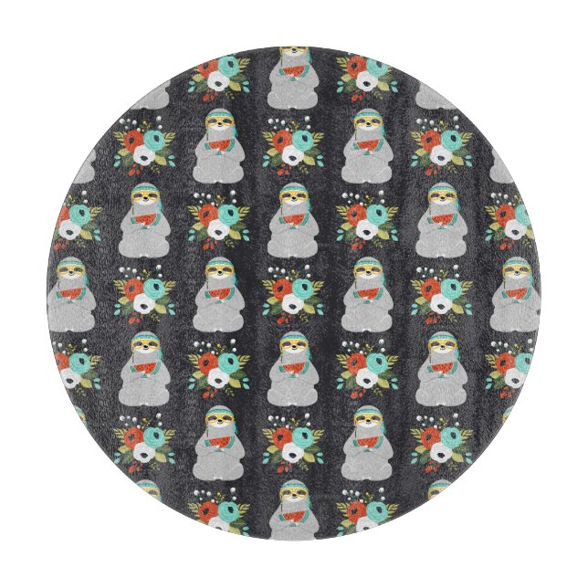 Planche À Découper Motif de paresse de pastèque (Devant)