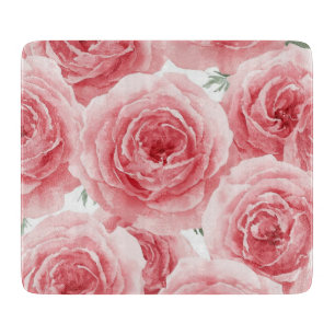 Planche À Découper Motif de pétale rose floral aquarelle roses blush