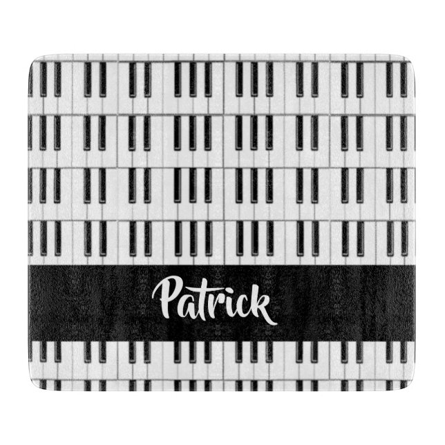 Planche À Découper motif de piano noir et blanc (Devant)