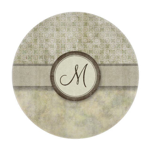 Planche À Découper Motif de pièce de mousse pâle avec Monogramme (Devant)