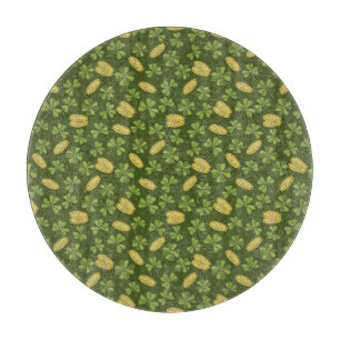 Planche À Découper Motif de pièce d'or de feuille et de trèfle