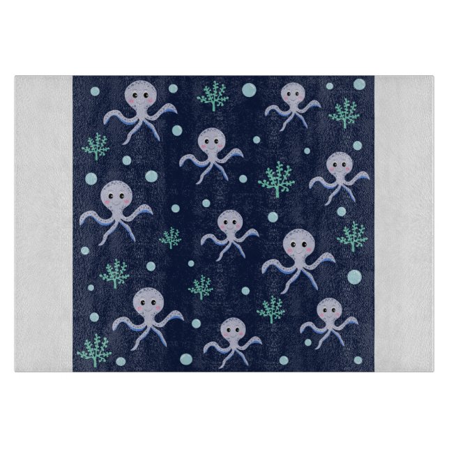 Planche À Découper Motif de Pieuvre Mignonne (Devant)