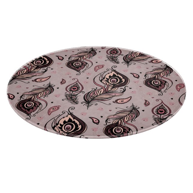 Planche À Découper Motif de plume de paon (Coin)
