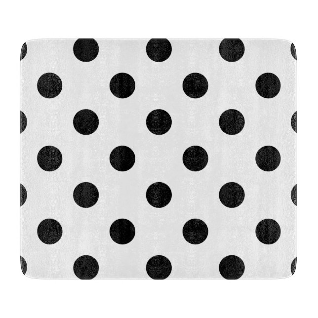 Planche À Découper Motif de point noir et blanc de polka (Devant)
