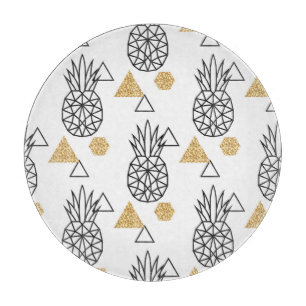 Planche À Découper Motif de points d'or géométriques à ananas.