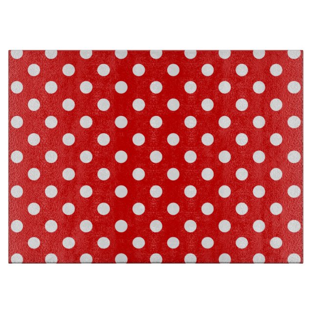 Planche À Découper Motif de points Polka Rouge (Devant)