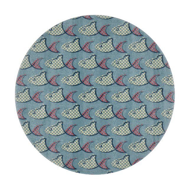 Planche À Découper Motif de poissons de point de polka (Devant)