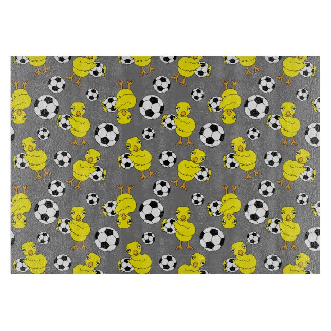 Planche À Découper Motif de poussins de football (Devant)