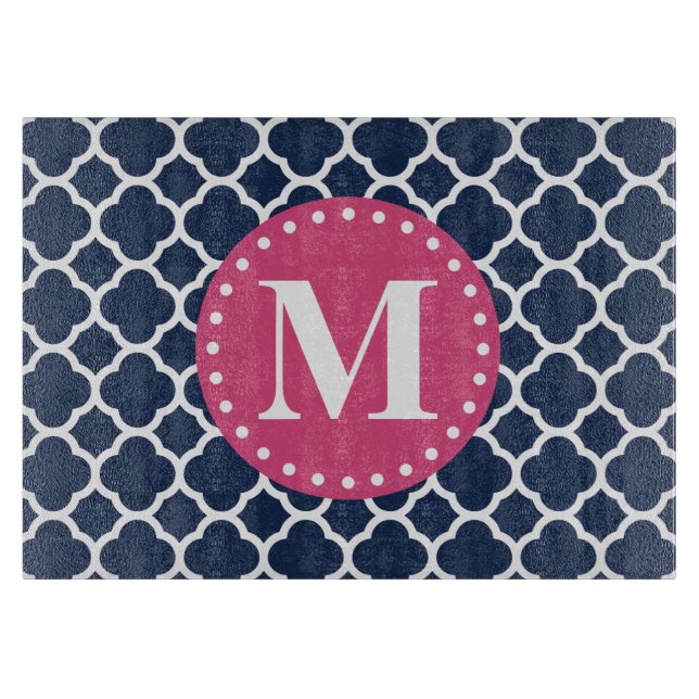 Planche À Découper Motif de Quatrefoil de la marine rose (Devant)