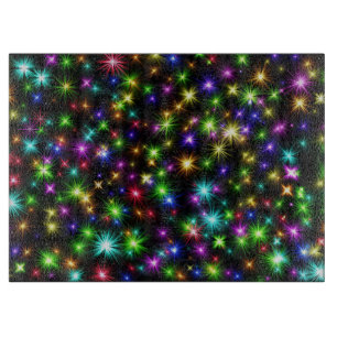 Planche À Découper Motif de rayons d'étoile de Noël multicolore