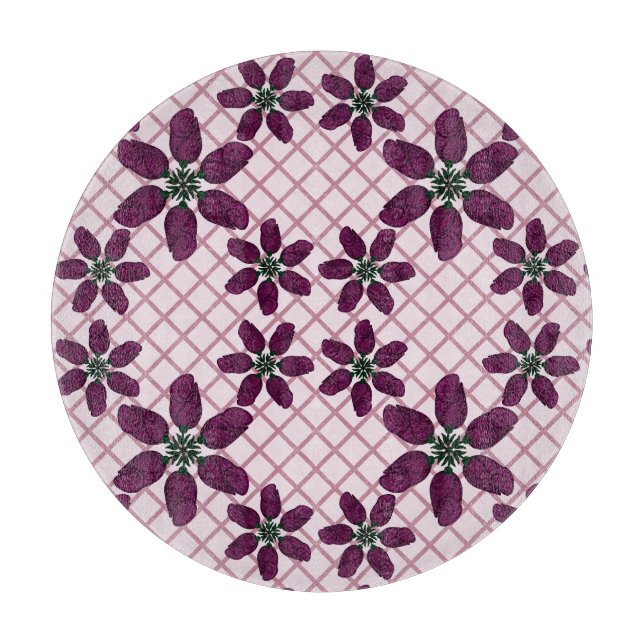 Planche À Découper Motif de rose pourpre foncé — Flore élégante de pr (Devant)