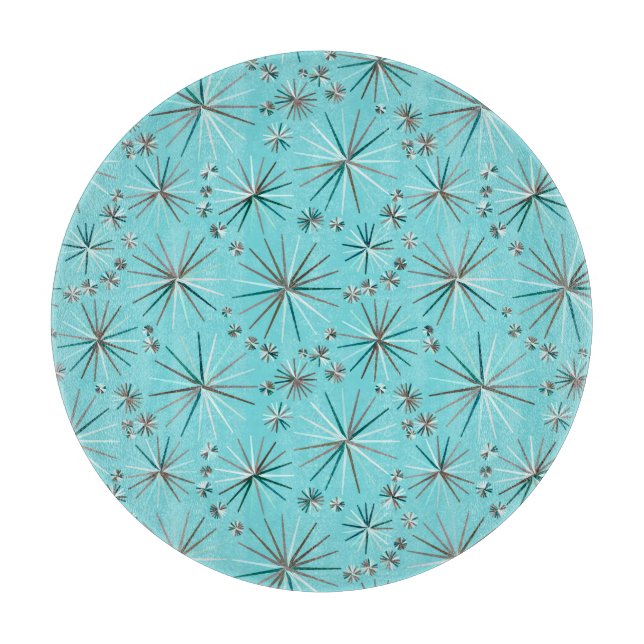 Planche À Découper Motif de Spoutnik de la moitié du siècle, bleu des (Devant)