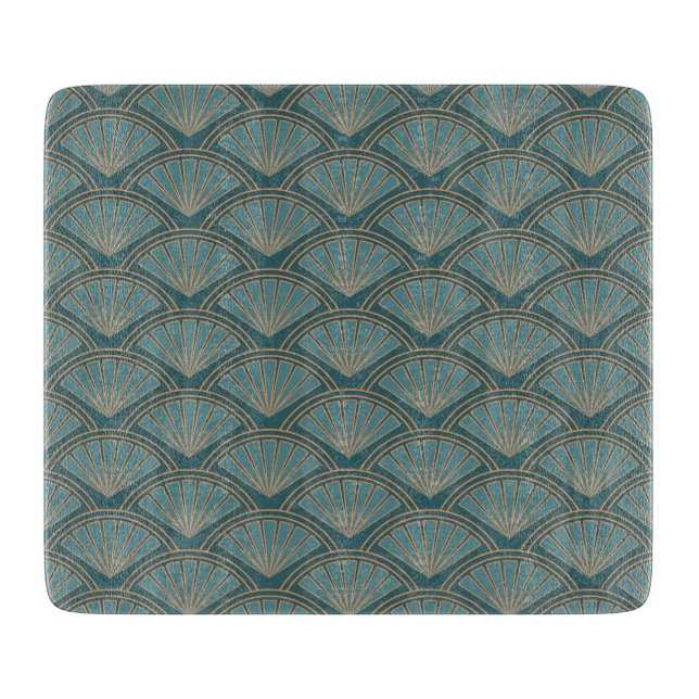 Planche À Découper Motif de style Art déco en bleu turquoise (Devant)