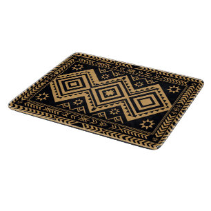 Planche À Découper Motif de surface abstrait boho or noir