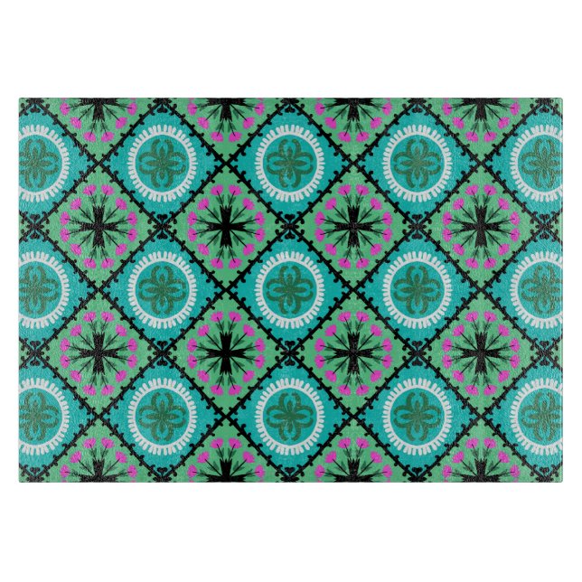 Planche À Découper Motif de Suzani aux motifs ouzbek et kazakh (Devant)