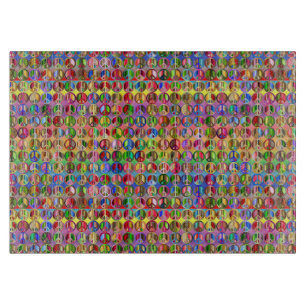 Planche À Découper motif de symboles de paix multicolores