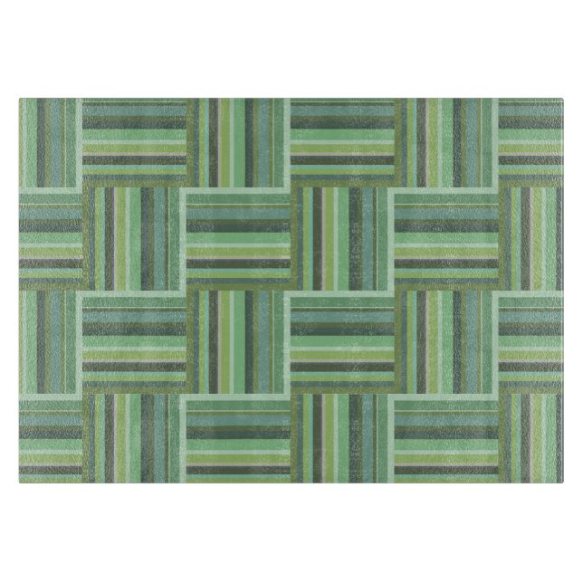 Planche À Découper Motif de tissage à rayures vert olive (Devant)