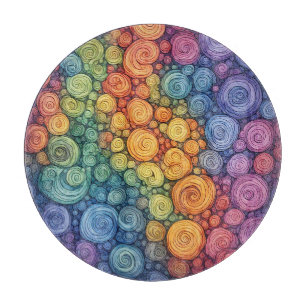 Planche À Découper Motif de tourbillon de gribouillis abstrait coloré