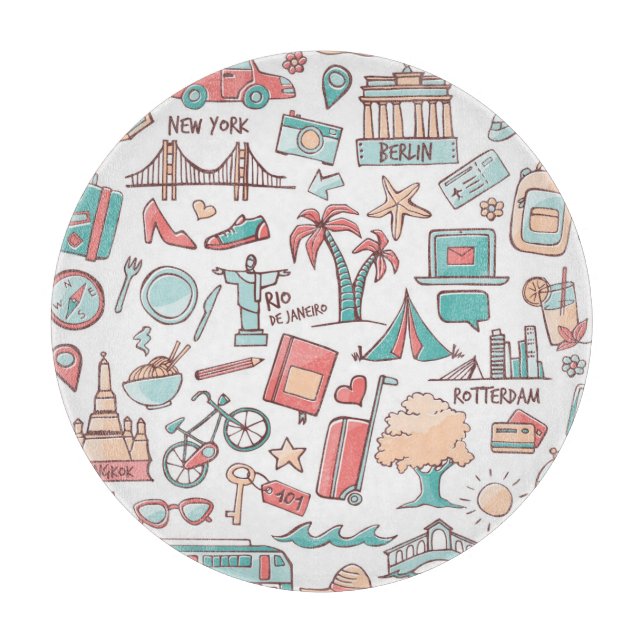 Planche À Découper Motif de touristes en pastel (Devant)