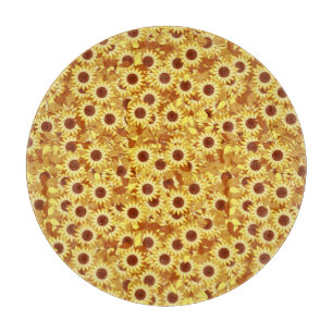 Planche À Découper Motif de tournesol - or, jaune et marron