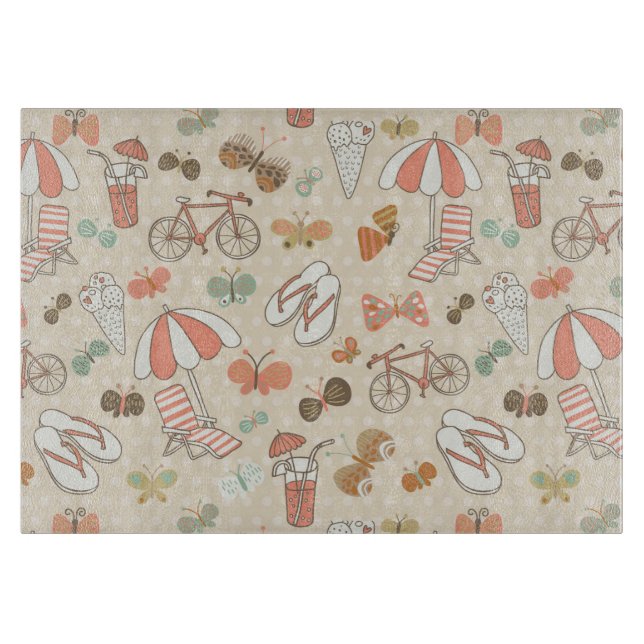 Planche À Découper Motif de vacances d'été (Devant)