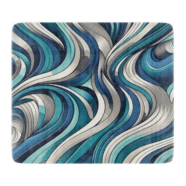 Planche À Découper Motif de vague d'inspiration océanique (Devant)