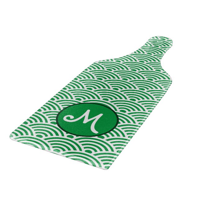 Planche À Découper Motif de vague japonais et monogramme (Coin)