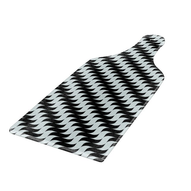 Planche À Découper Motif de vagues noir et bleu clair (Coin)