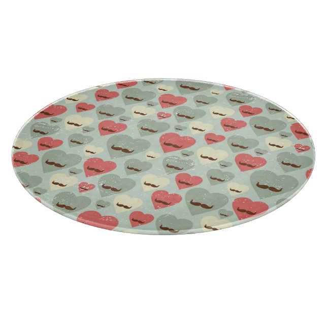 Planche À Découper Motif de Valentine avec le coeur et la moustache (Coin)