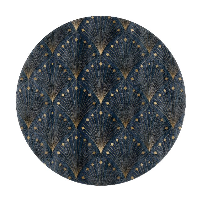 Planche À Découper Motif déco bleu et or (Devant)