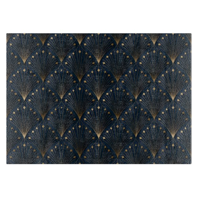 Planche À Découper Motif déco bleu et or (Devant)