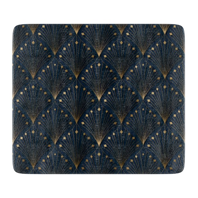 Planche À Découper Motif déco bleu et or (Devant)