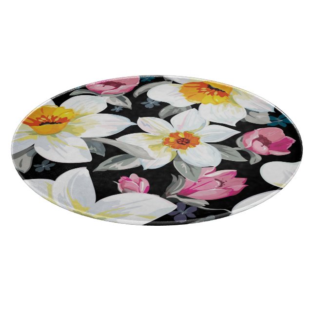 Planche À Découper Motif d'élégance avec des fleurs de narcisse (Coin)