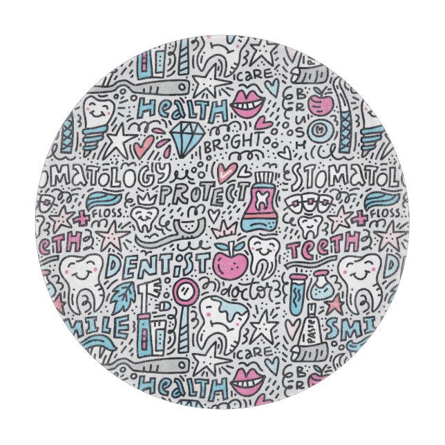 Planche À Découper Motif dentaire de bande dessinée (Devant)
