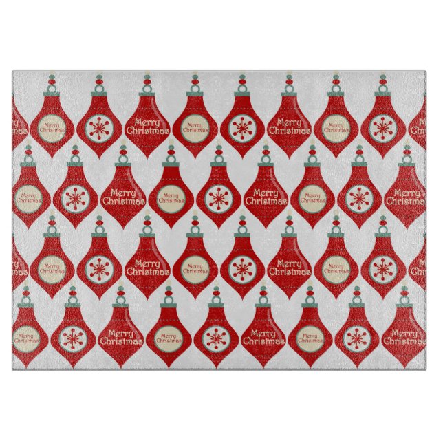 Planche À Découper Motif des ampoules de Noël rouges (Devant)