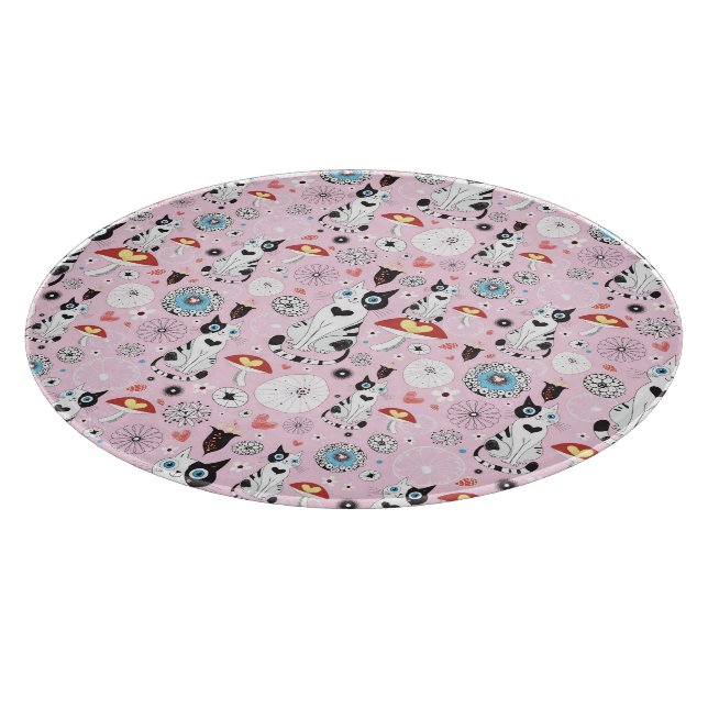 Planche À Découper motif des chats et des fleurs (Coin)