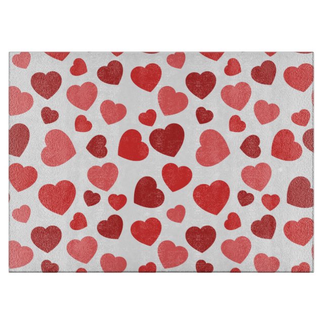 Planche À Découper Motif Des Coeurs, Coeurs Rouges, Motif Des Coeurs (Devant)