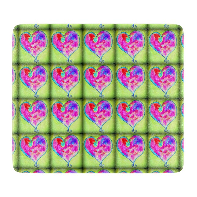 Planche À Découper motif des coeurs roses tourbillonnant (Devant)