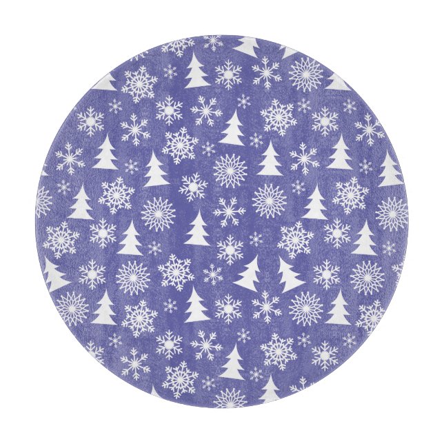 Planche À Découper Motif des flocons de neige et des pins (Devant)