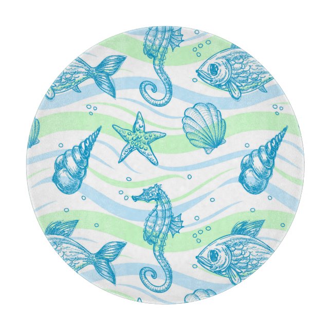 Planche À Découper Motif d'esquisse marine (Devant)