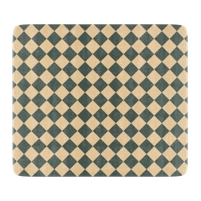 Planche À Découper Motif diamant à carreaux jaune vert (Devant)