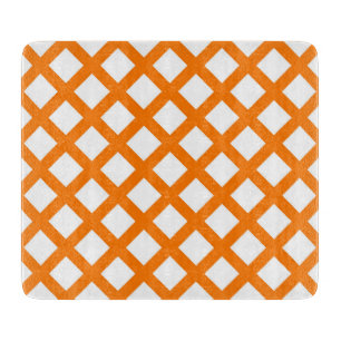 Planche À Découper Motif diamant à carreaux orange blanc