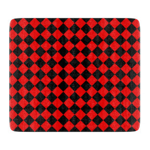 Planche À Découper Motif diamant à carreaux rouge et noir