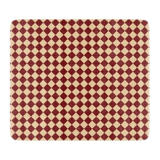Planche À Découper Motif diamant à carreaux rouge jaune (Devant)