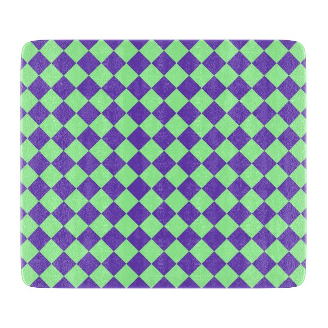 Planche À Découper Motif diamant à carreaux vert et violet (Devant)