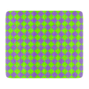 Planche À Découper Motif diamant à carreaux vert et violet