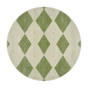 Planche À Découper Motif diamant argyle vert olive