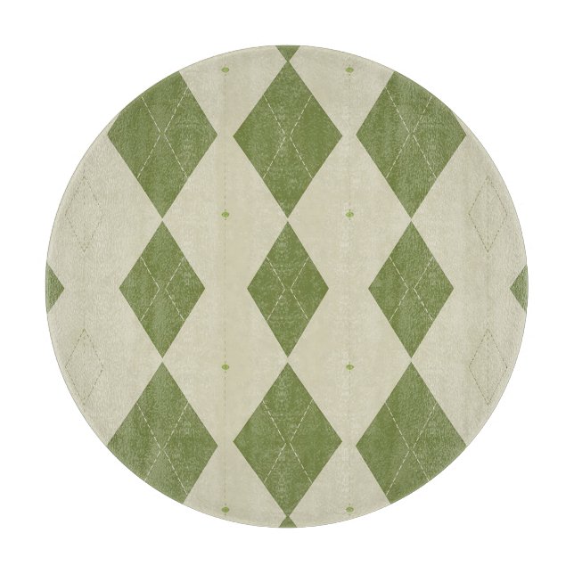 Planche À Découper Motif diamant argyle vert olive (Devant)